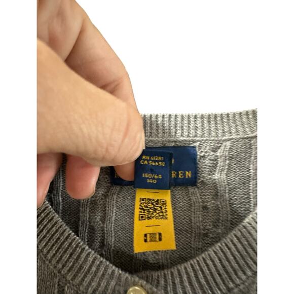 Polo Ralph Lauren Big Girls Mini-Cable Cotton Cardigan Sweater Size Medium - Picture 4 of 7